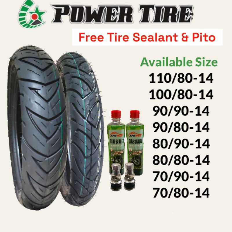 POWER TIRE size14 (FREE Sealant & Pito) for Click, Beat, Mio i 125