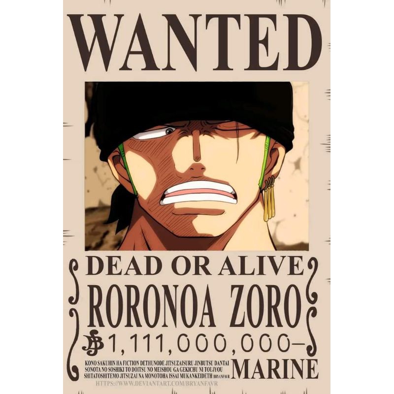 Roronoa Zoro Wanted Poster | Shopee Philippines