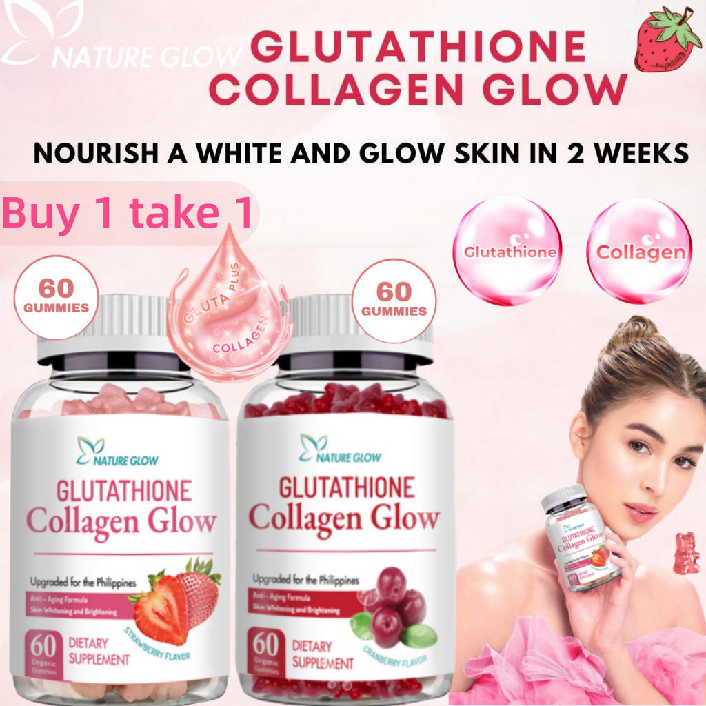 Nature Glow Glutathione Collagen Gummies Anti-Aging Whitening Skin Glow ...