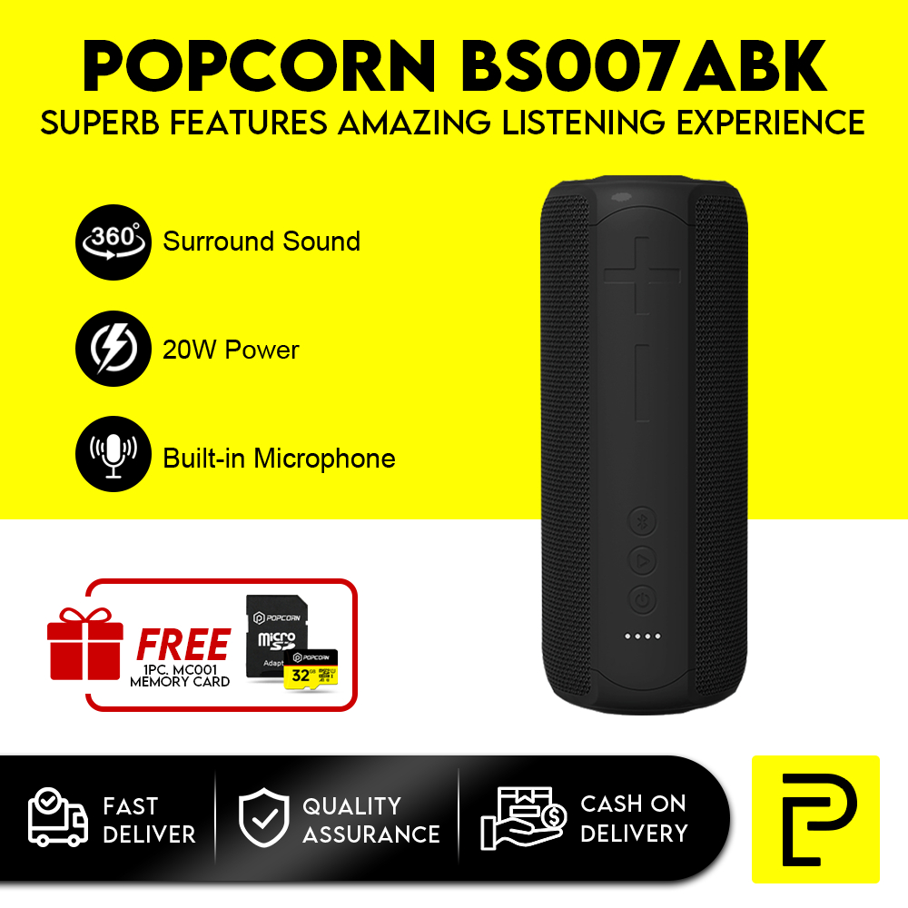 Popcorn Bluetooth 5.0 Speaker Portable Big Battery IPX7 Waterproof