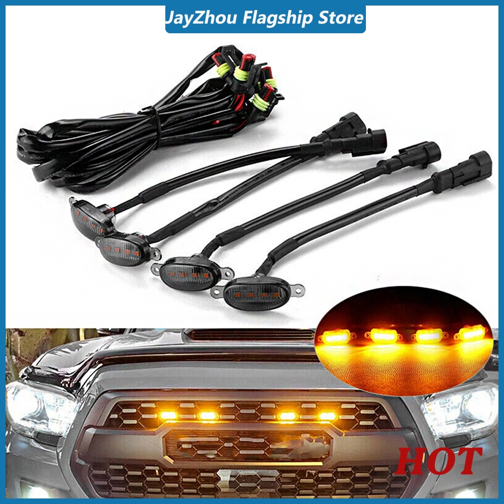 4x Raptor Style Smoked Lens Amber LED Front Grille Running Lights For Ford F 150 F150 2009 2018 X2 I500198104 87600702