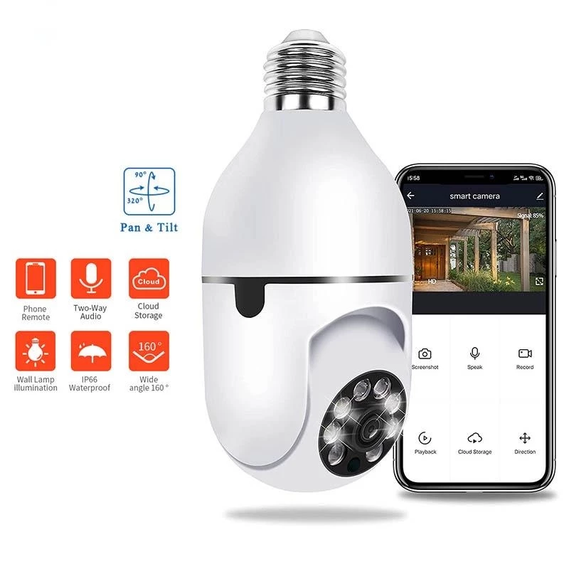 V380 Pro BULB 2.4G/5G PTZ Camera Auto Tracking Night Vision 1080p Wireless CCTV IP Security Camera
