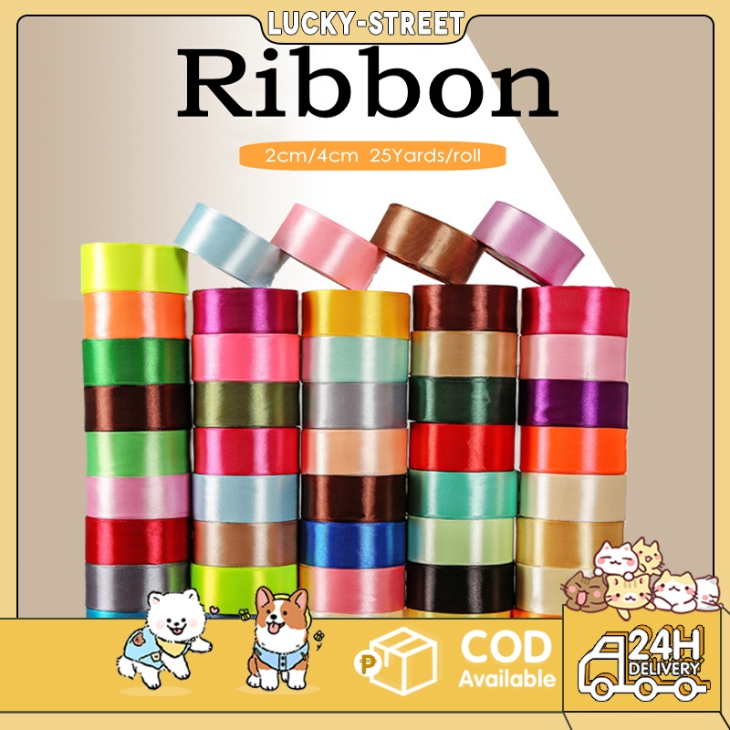 Colorful Ribbon,22M 4cm Double Face Satin Ribbon for Gift Wrapping ...