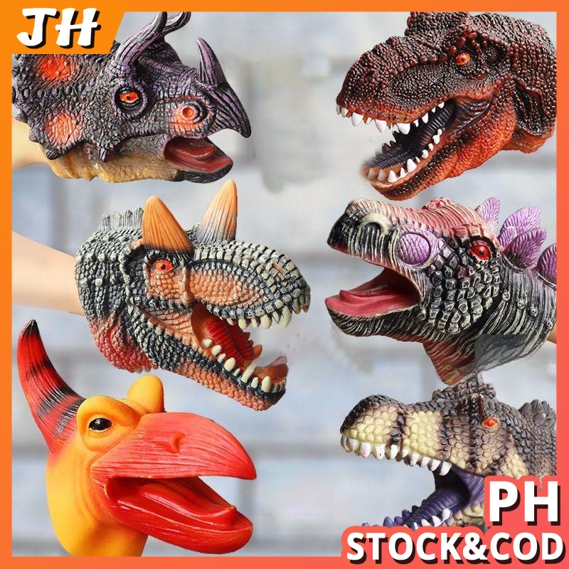Children's Dinosaur Animal Hand Puppet Soft Rubber Toy Simulation ...