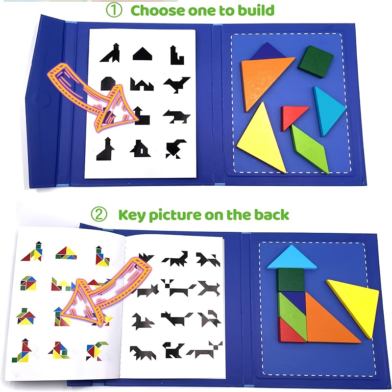 Geetoy Educational Toys 3DMagnetic Puzzle Geometric Shapes Tangram ...