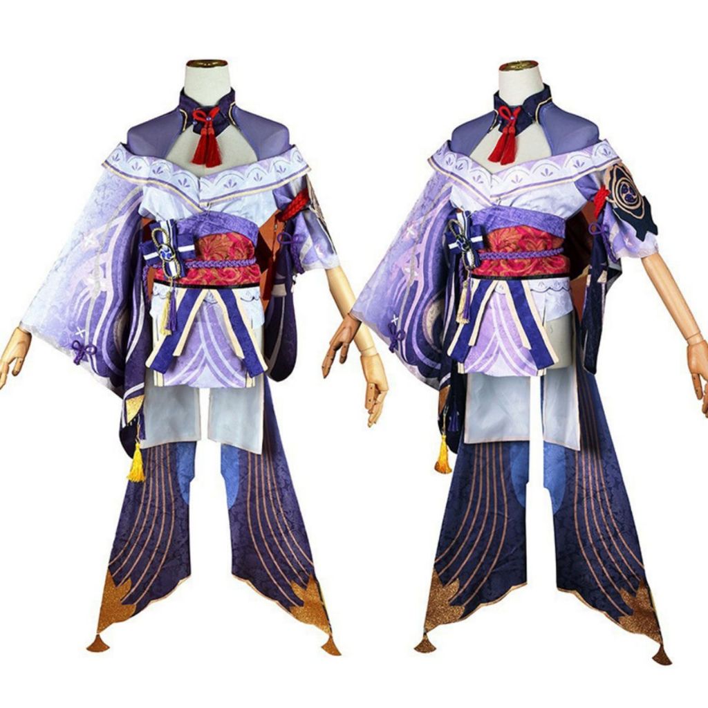 Genshin Impact Raiden Shogun Cosplay Costume Jacquard Fabric Uniform ...