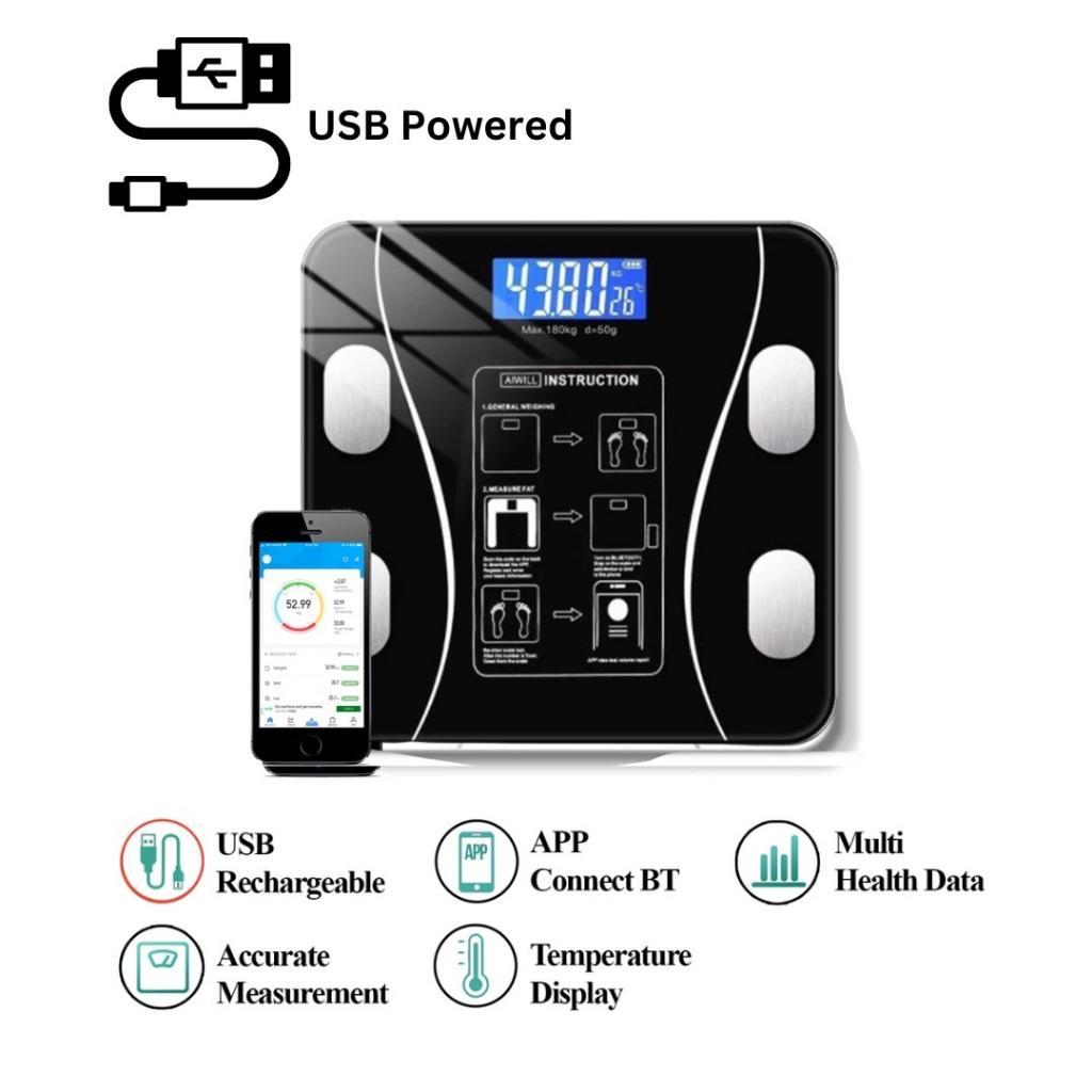 Weight Scale 12in1 Bluetooth Body Fat Scale Smart USB Rechargeable