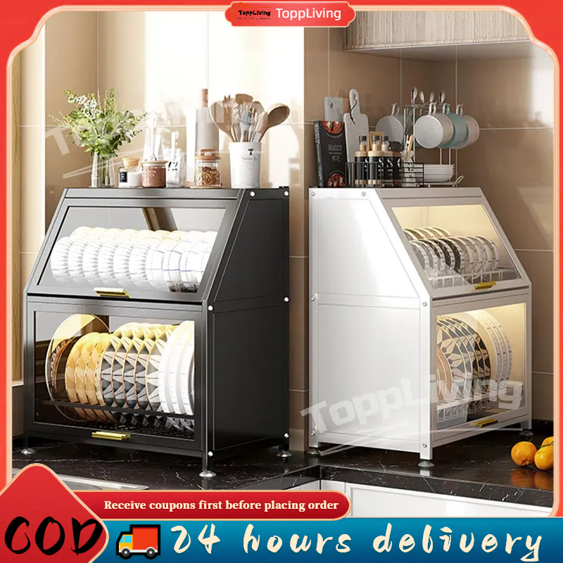 Dish Rack Piring Stainless Steel Drain Countertop Storage