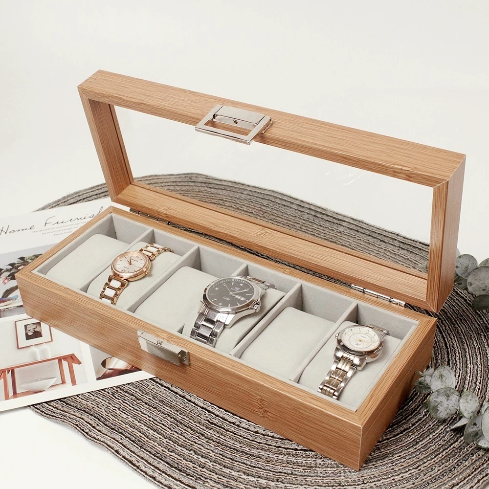 Watch Box Display Jewelry Metal Lock Organizer Watches Case 3/6/12 Grid ...