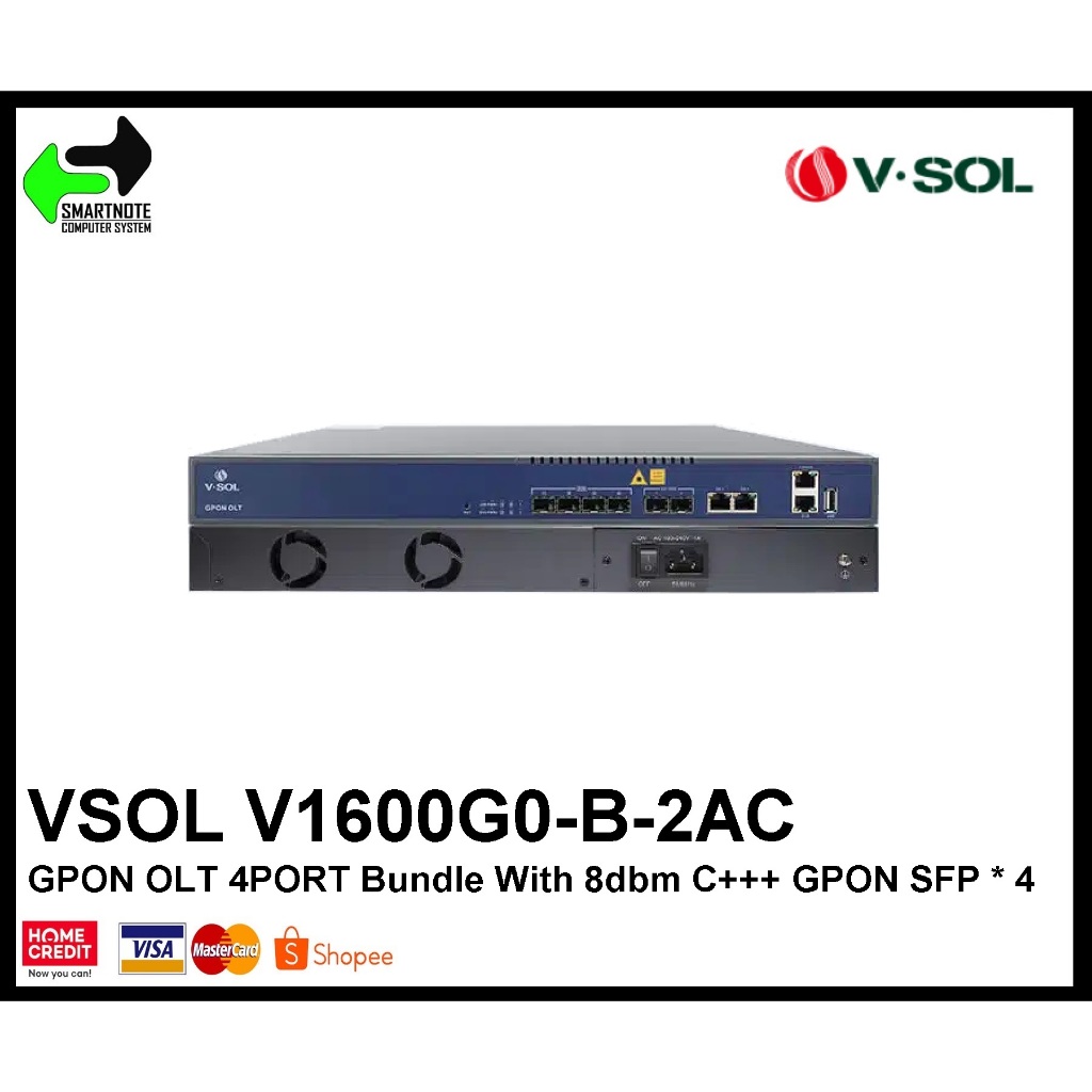 VSOL V1600G0-B-2AC GPON OLT 4PORT Bundle With 8dbm C+++ GPON SFP * 4 ...