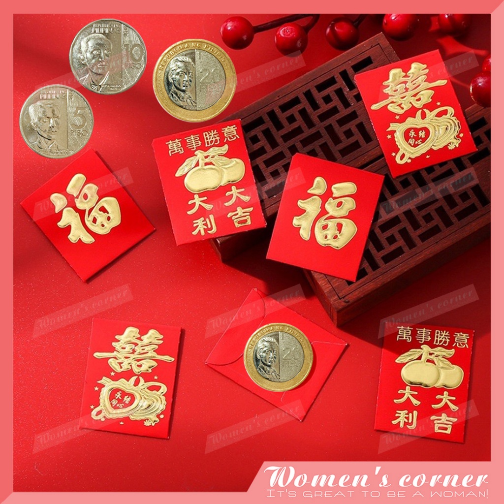 30pcs/pack Mini Angpao for Coins Lucky Bag Red Envelope Small Ampao Red ...