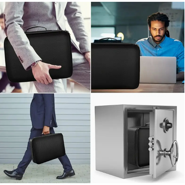 Fireproof Document Bag With Lock, 3-Layer File Storage Case With Water-Resistant Zipper