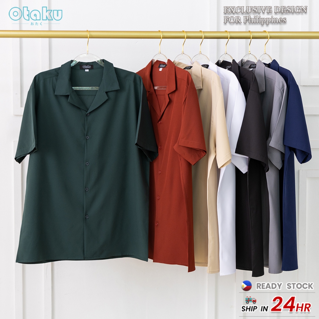 OTAKU Polo Shirt For Men Lapel Neck Short Sleeve Korean Style Unisex