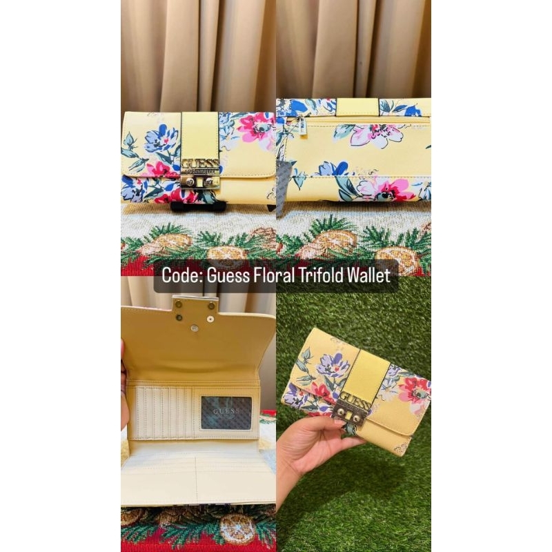 Guess floral Yellow Wallet Trifold Shopee Philippines