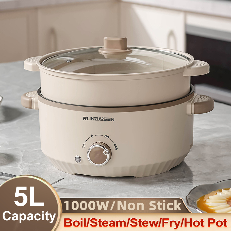 5L Large Capacity Multifunctional Electric Cooker NonStick Pot 28CM Electric Pot Hot Pot Cooker