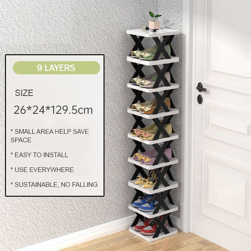 9 Layer White Black Shoe Rack Folding Multi-tier Balcony Shoe Rack ...