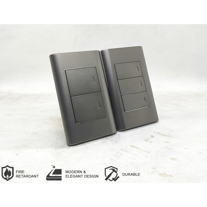 PREMIUM ROYU Plano Series Dark Gray Switches Outlets 1g 2g 3g Switch 1 g 2 g 3 g Outlet Grey