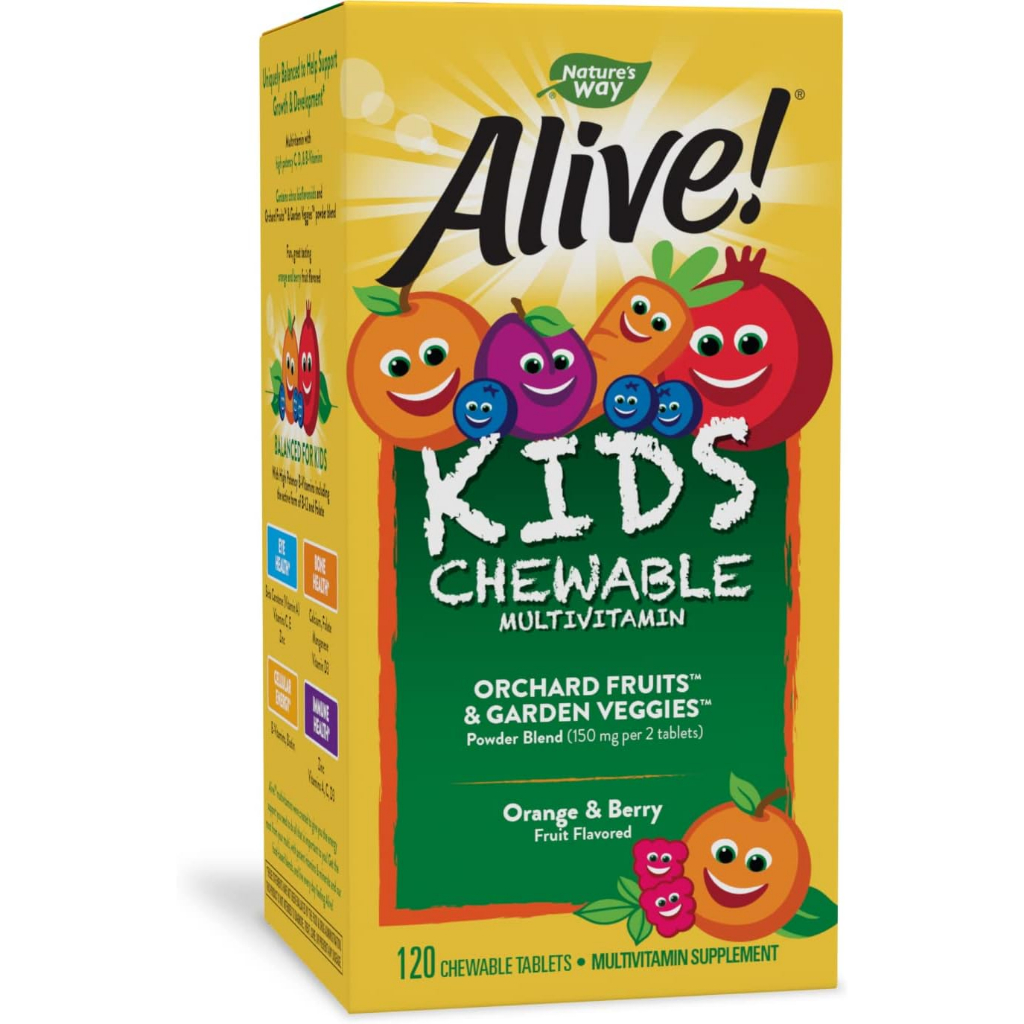Natures Way Alive Kids Chewable Multivitamins, Orange And Berry Flavor