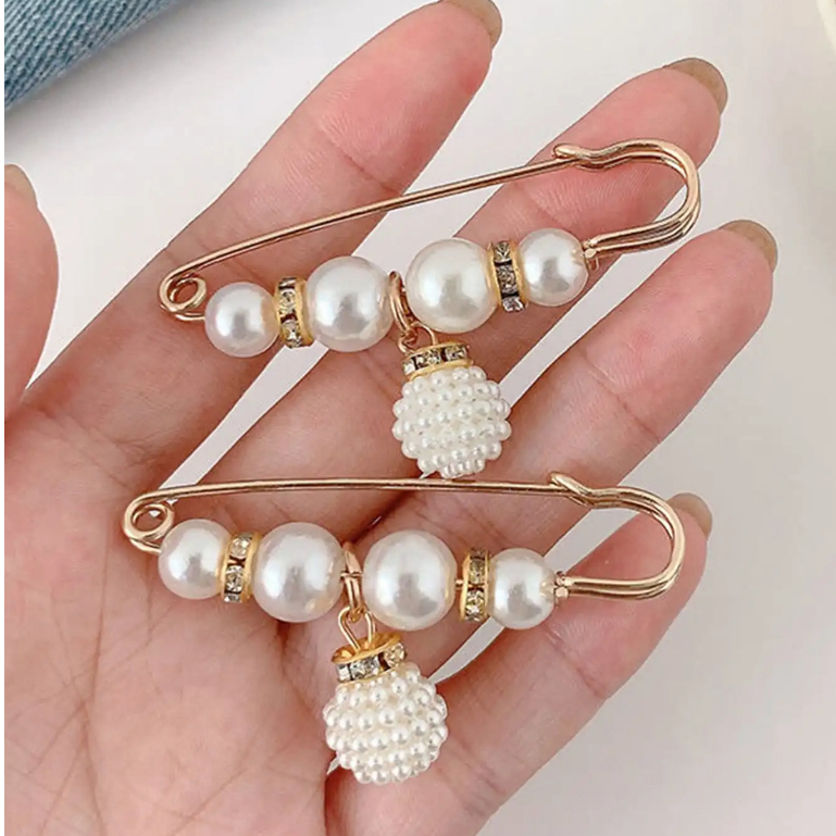 M&A 1pc Women's Fashion Pearl Brooch Tightening Accessories Korean ...