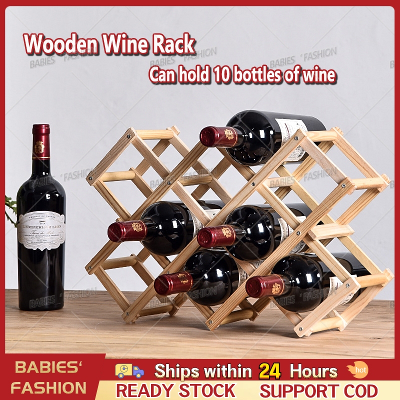 Wine rack Foldable Wooden Wine Bottle Holder Wine Shelves Holds ...