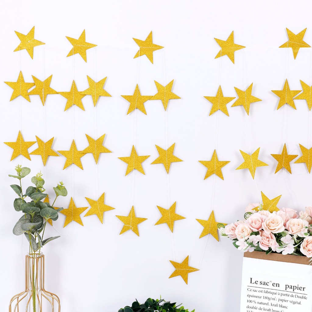 4M Gold Star Chain Star String Banners Birthday Party Baby Shower ...