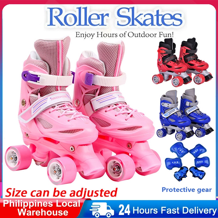 Kids Roller Skates Skates Adjustable Double Row Skate Roller 4 Wheel