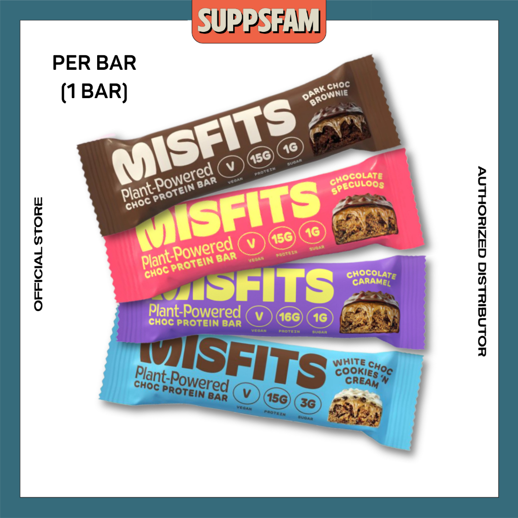 Misfits Vegan Protein Bar All Flavors 1 Bar Plant Based High Chocolate Low Sugar Shopee 3345