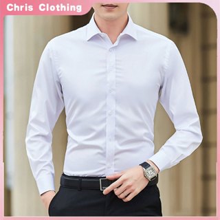 Men Shirt Long Sleeve Shirt Classic Korean Men's Plain Casual Fashion  Business Formal Polo