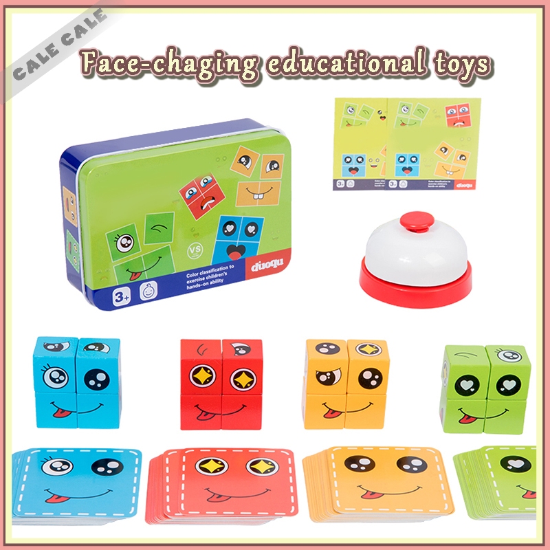 cale Cards Wooden Face-Changing educational Magic Cube Building Blocks ...