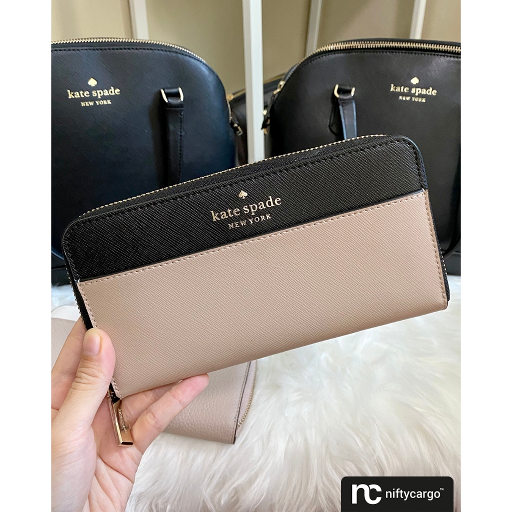 2023新発 katespade Kate large Madison continental wallet black