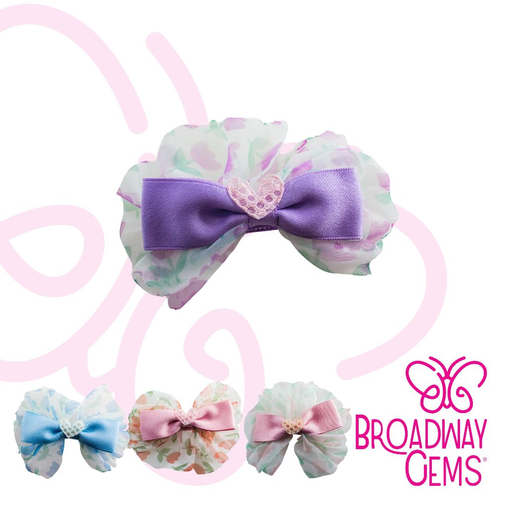 BROADWAY GEMS Hair Pincurl for Kids Ribbon lace with Heart Design