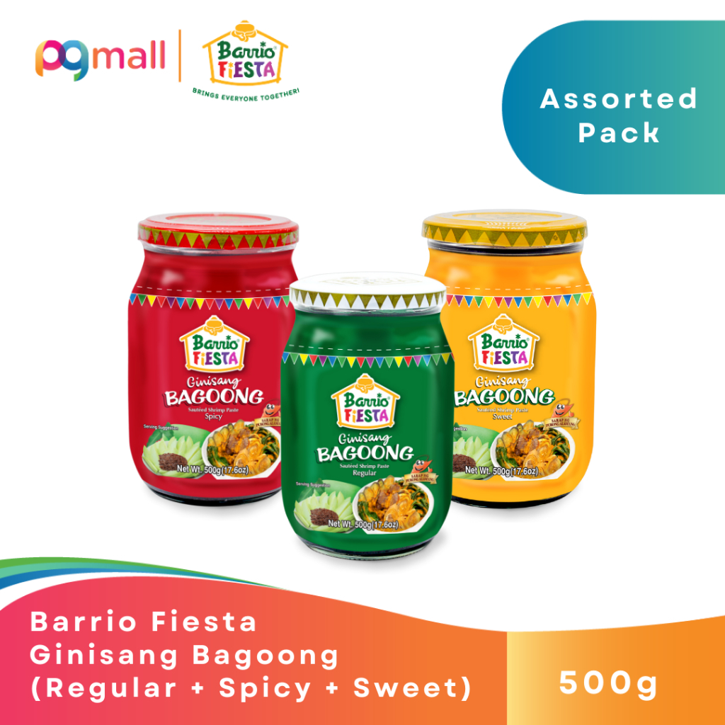Barrio Fiesta Bagoong 500g X 3 Assorted Pack Regular + Spicy +