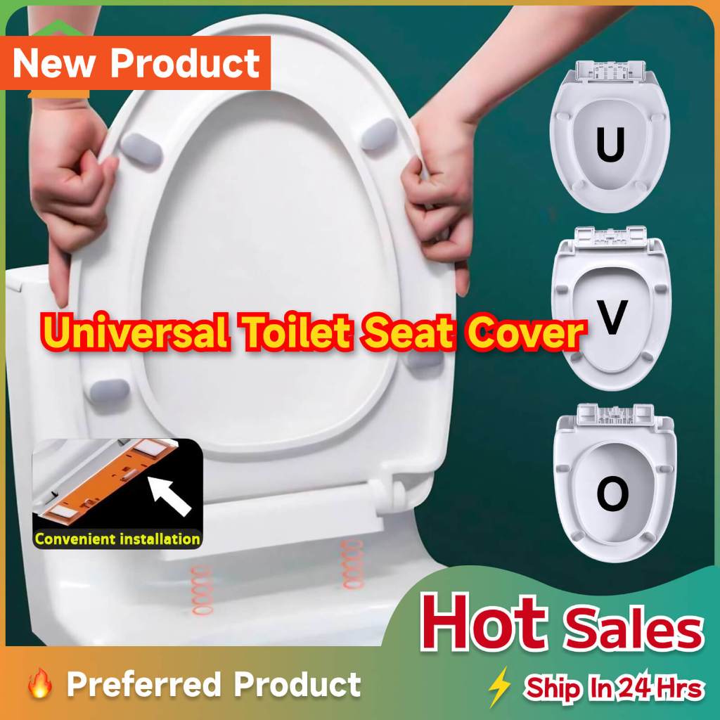 Universal Toilet Seat Cover With Slow Close U/V/O Standard Toilet Seat