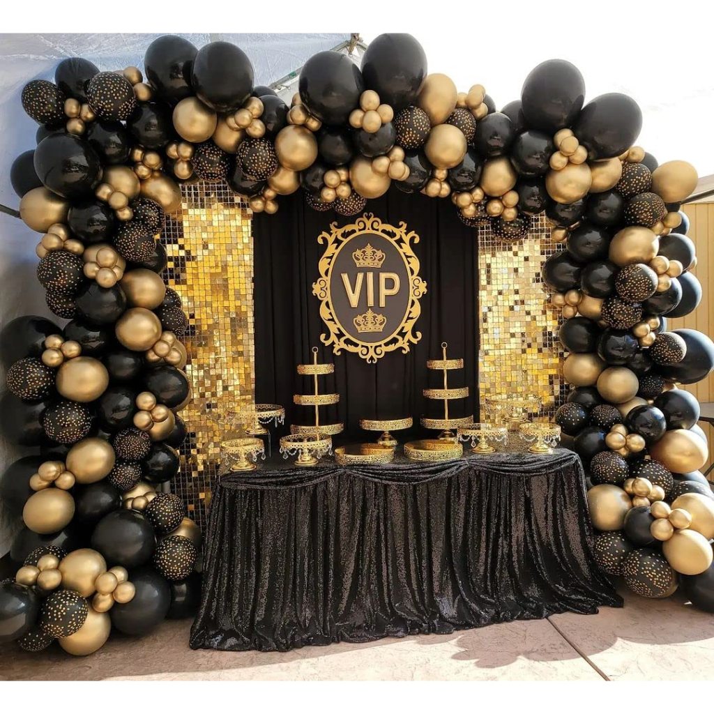 135pcs Black Gold and White Balloon Garland Arch Kit For Birthday Party ...