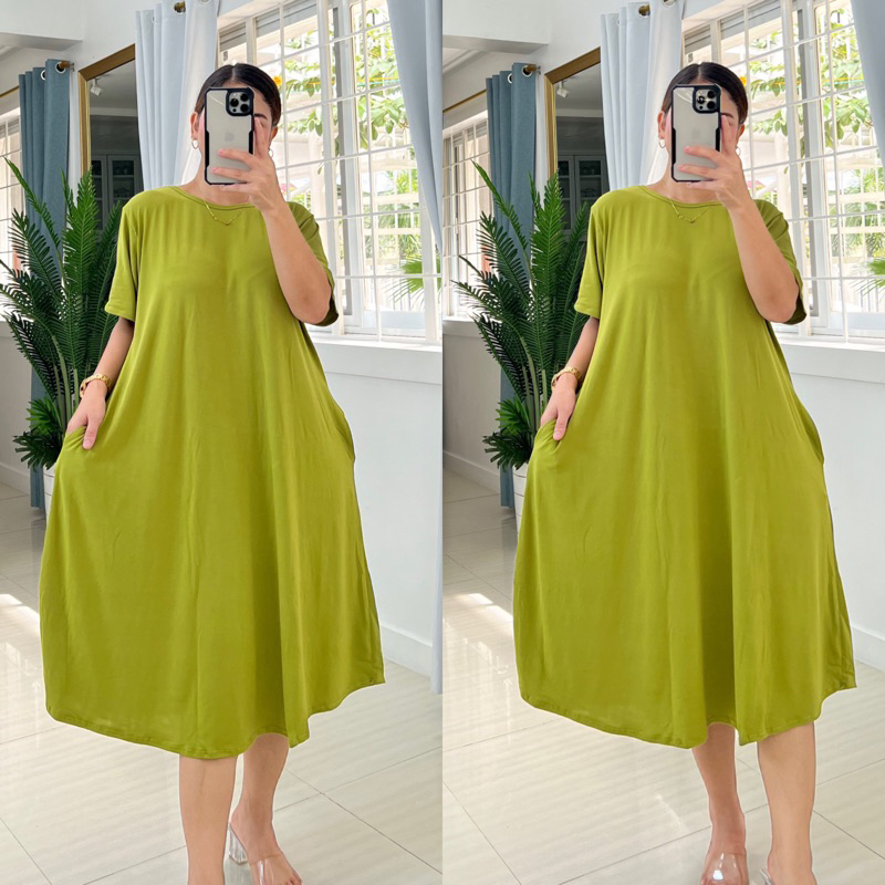 PLUS SIZE 2XL 3XL LILY MIDI ALINE DRESS Cotton Spandex Shopee Philippines