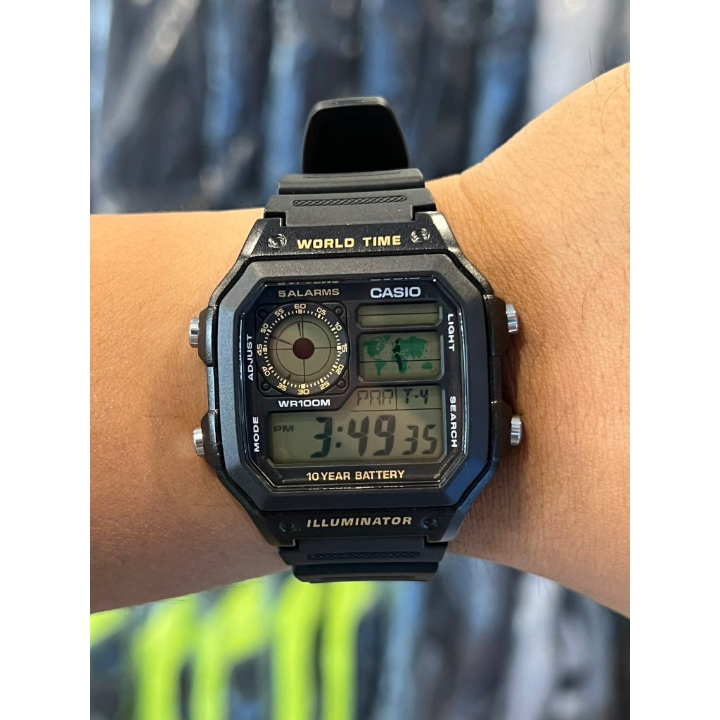 ORIGINAL CASIO World Time Digital Men's Watch AE-1200WHD-1AV / CASIO AE ...