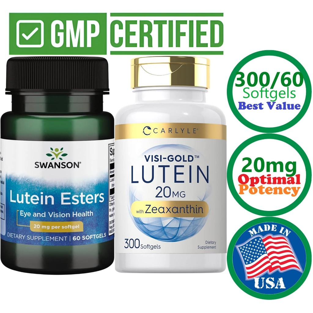 300 Softgels Lutein VisiGold® 20mg w/ Zeaxanthin for Eye Health