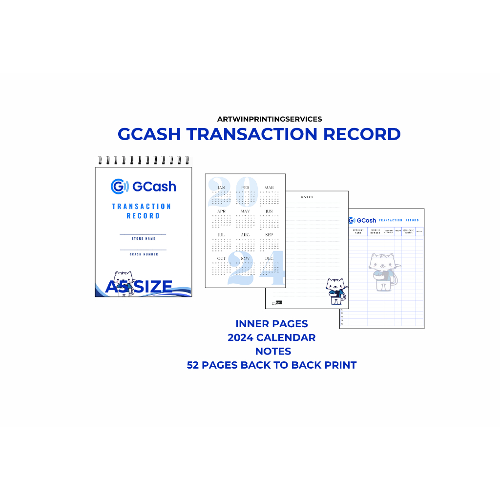 Personalized Gcash Transaction Recordgcash Transaction Tracker Booklet A5 Size Shopee Philippines 8327