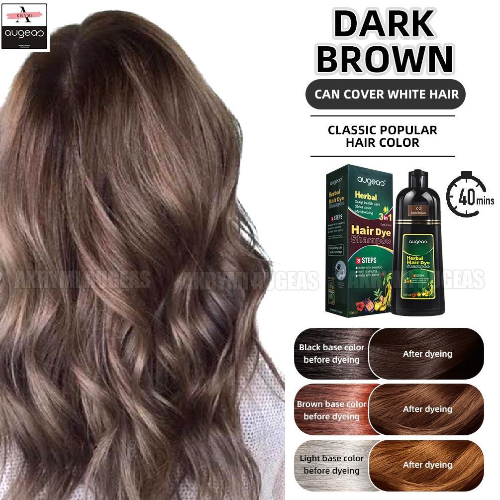 Akrymi Augeas Hair Dye Shampoo 500ml Dark Brown Hair Coloring Herbal Haircare Fda Approved 6775