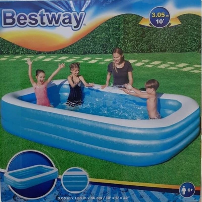 BESTWAY LARGE 3 Layer FREE ELECTRIC PUMP Inflatable Swimming Pool 305Cm ...