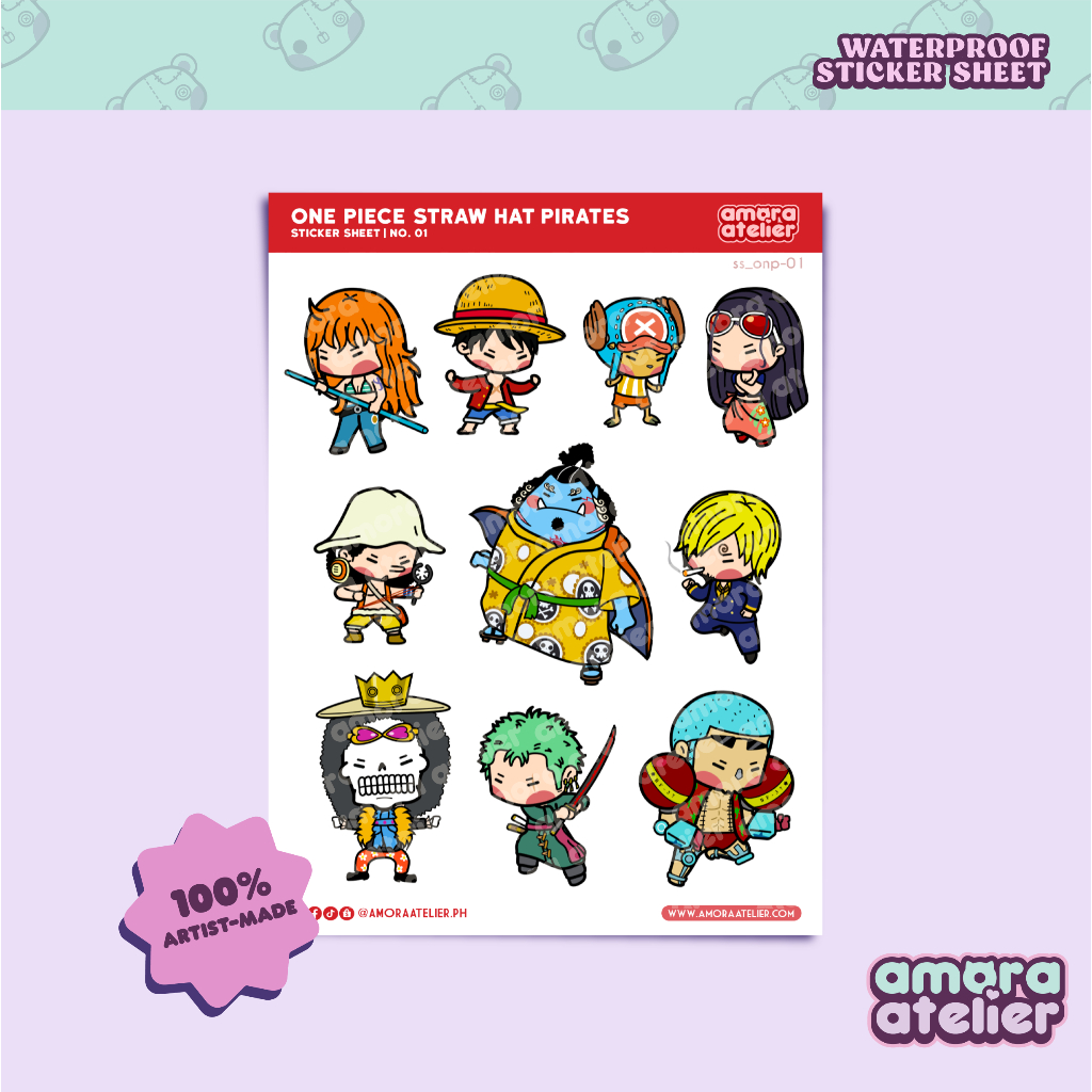 Sticker Sheet | One Piece Straw Hat Pirates No. 1 | Fan Art by Amora ...