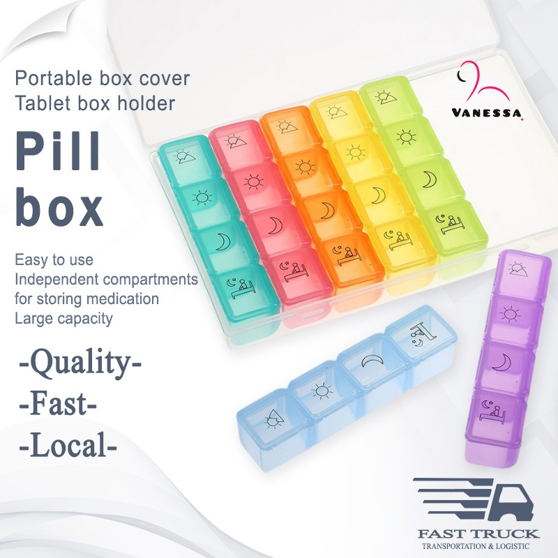 Portable Pill Box Holder Medicine Storage Organizer 7 Day Weekly Daily ...