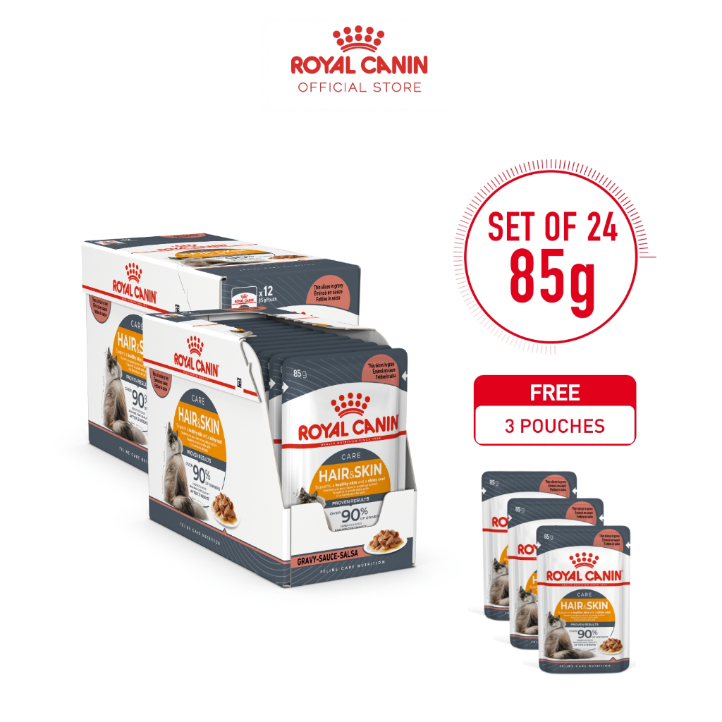 Royal Canin Hair & Skin (85g x 24 pouches) Wet Cat Food Feline Care