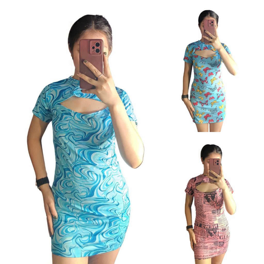 COD DVX #7947 Cut Out Dress Short Sleeves Bodycon Casual Bestida ...