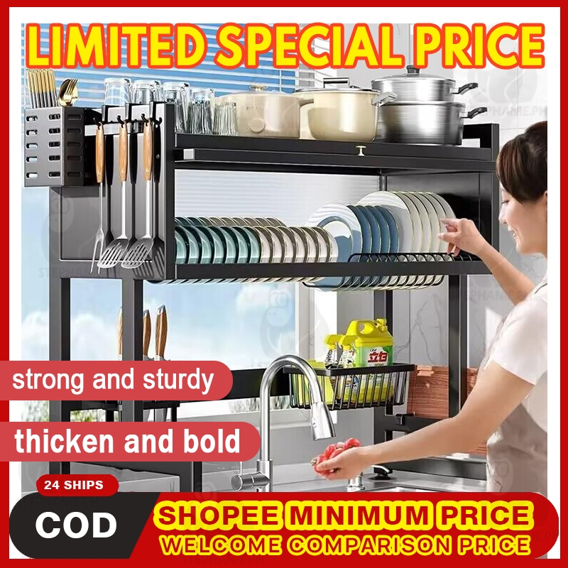 Metallic Dish Cabinet Rack Dustproof Drain Rack With Cabinet Door Multi ...