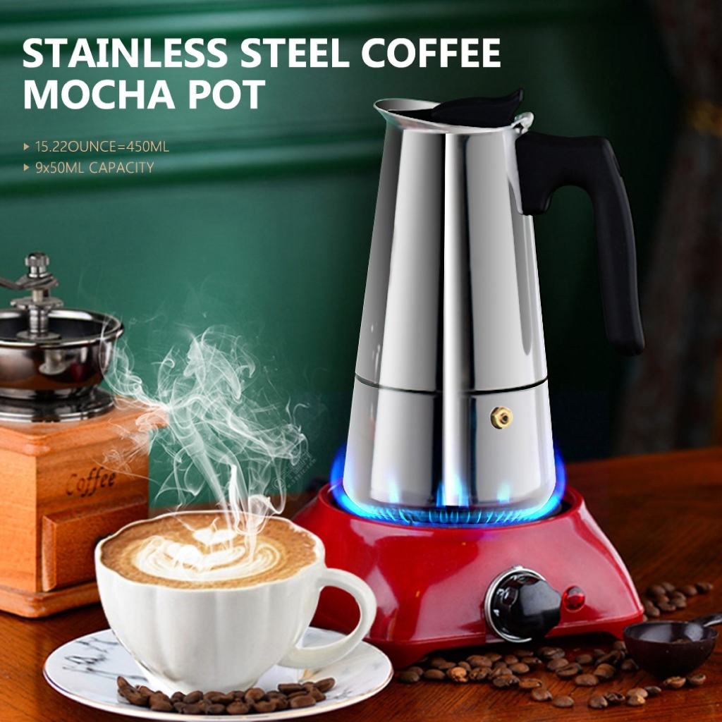 Coffee Maker Pot Stainless Steel Mocha Espresso Latte Stovetop Filter Moka Coffee Maker Coffee Pot