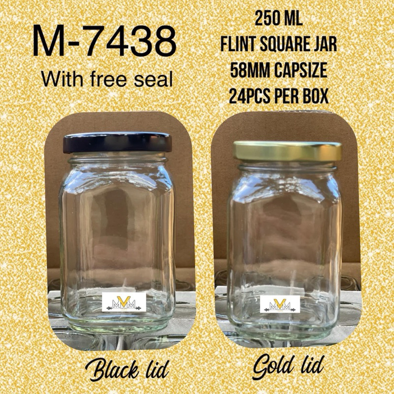 M-7438 250ml Flint Square Jar 24pc per box with FREE SEAL | Shopee ...
