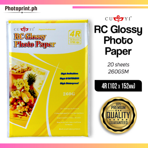 CUYI Rc High Glossy Photo Paper 260Gsm 3R / 4R / 5R / A4 Size - 20 ...