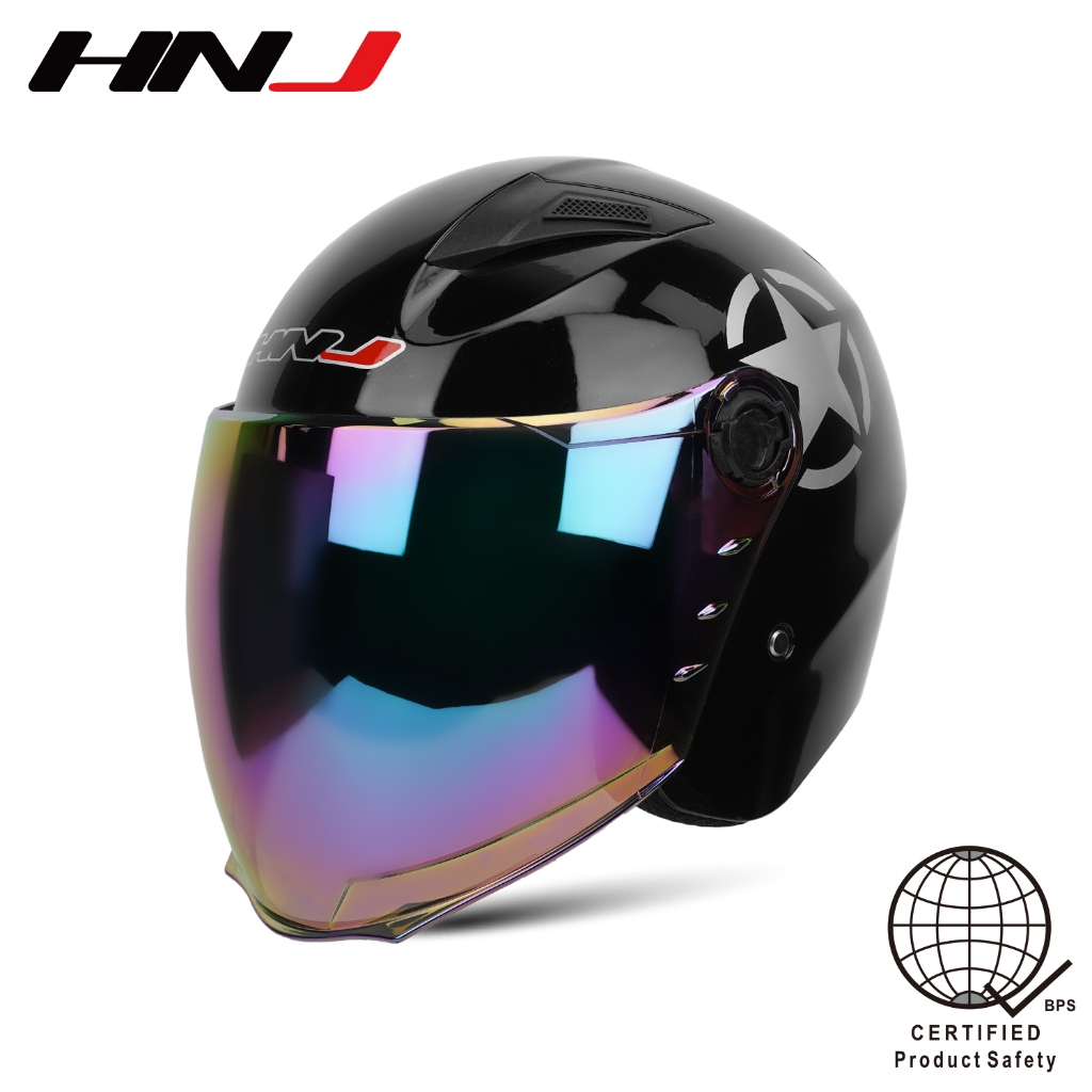 Hnj A4 001 H Half Face Helmet For Motorcycle Tinted Visor Shopee