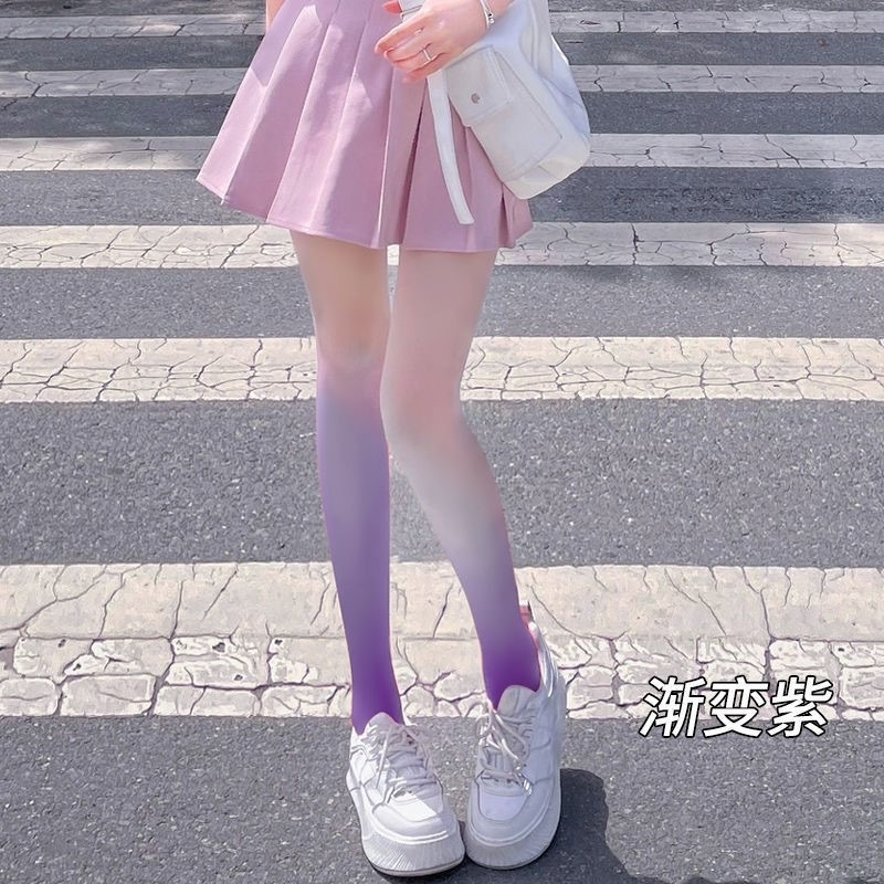 Gradient Stockings Velvet Cosplay Pantyhose Gradient Pink Blue Black ...